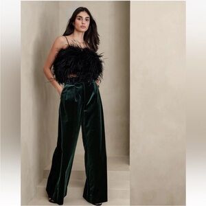 Banana Republic Norte Green Velvet Wide
Leg Event Slacks Pants Trousers 10